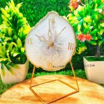 White Agate Stone Clock – A Unique Desk/Wall Clock for Home Decor