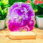 Pink Agate Stone Clock – A Unique Desk/Wall Clock for Home Decor
