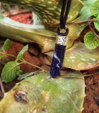 Sodalite Point Pendant with Silver Chain