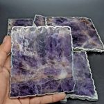 atural Amethyst Coasters - Set of 4 Handcrafted Coasters with Rose Gold, Silver, or Gold Plated Edges