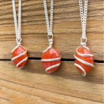 Carnelian Wire-Wrapped Tumbled Pendant