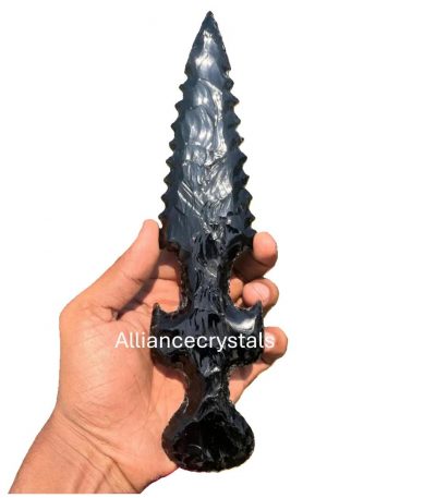 10 Large Balck Obsidian Knife Hand Knapped Crystals Knife