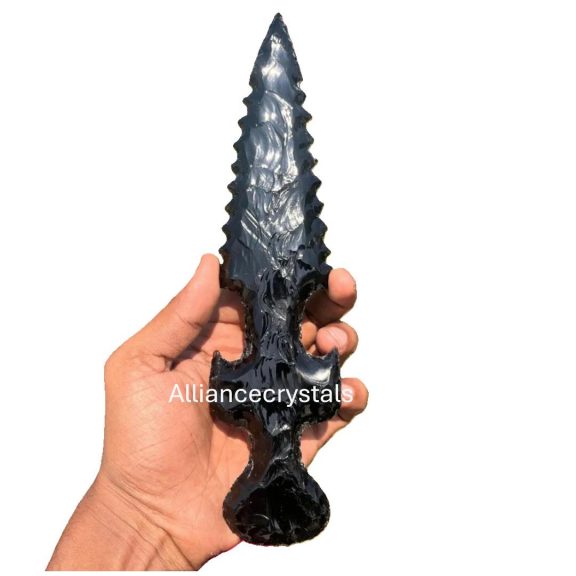 10 Large Balck Obsidian Knife Hand Knapped Crystals Knife