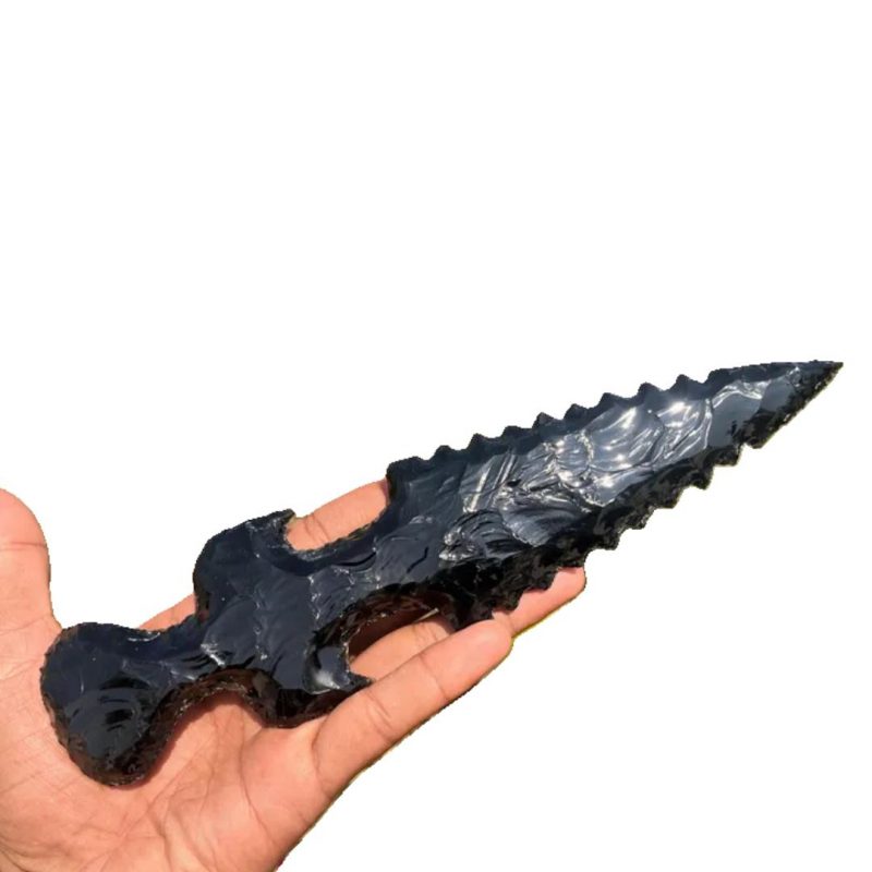 10 Large Balck Obsidian Knife Hand Knapped Crystals Knife