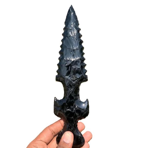 10 Large Balck Obsidian Knife Hand Knapped Crystals Knife