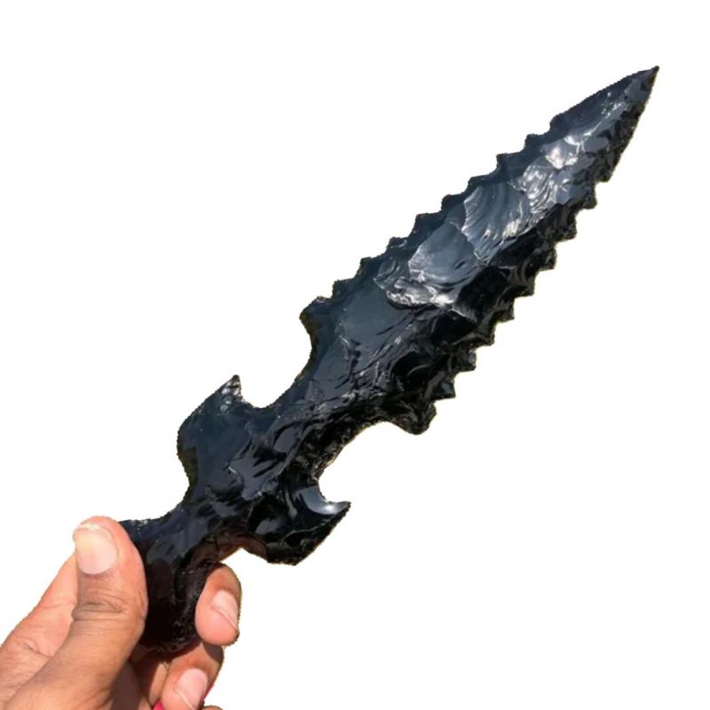 10 Large Balck Obsidian Knife Hand Knapped Crystals Knife