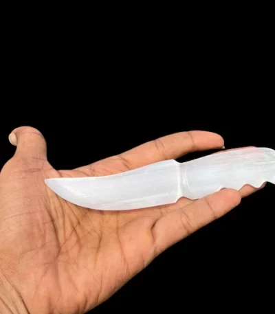 White Selenite Crystal Knife Hand-Carved Polished Gemstone Dagger