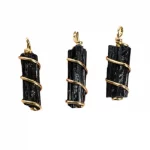 Black Tourmaline Wire Wrapped Pendants Necklace