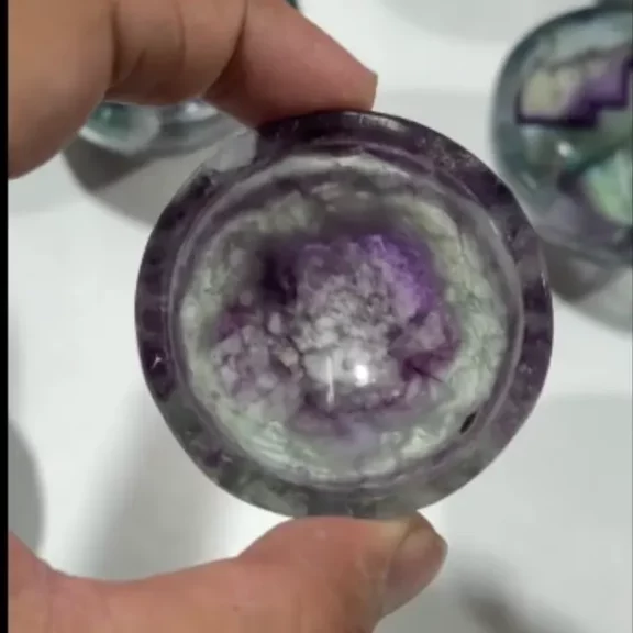 Set of 2 Natural Fluorite Crystal Bowls