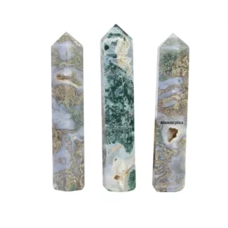 Druzy Green Moss Agate Tower Crystal