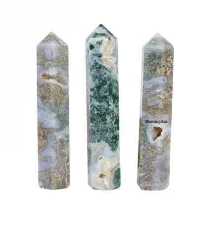 Druzy Green Moss Agate Tower Crystal