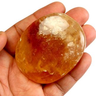 Yellow Honey Calcite Palm Stone