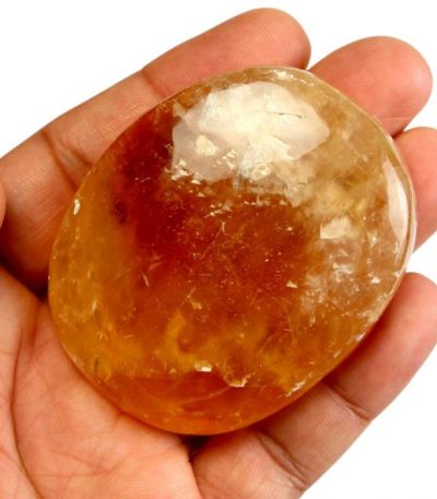 Yellow Honey Calcite Palm Stone