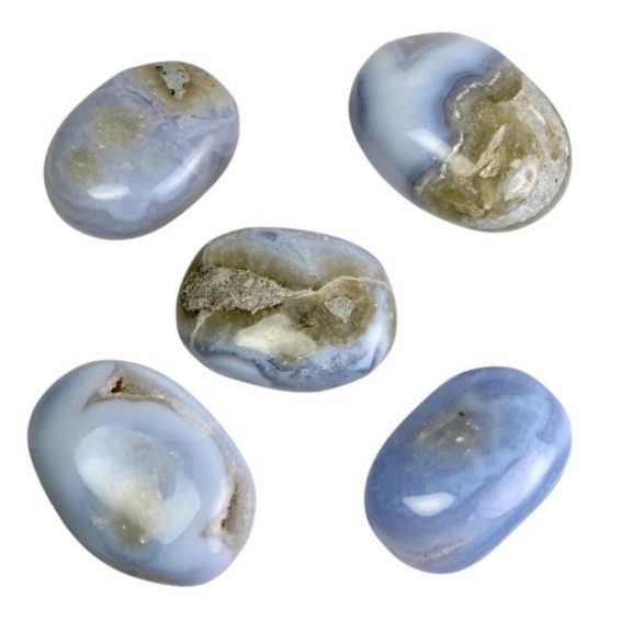 Blue Lace Agate Palm Stone