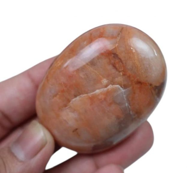 Peach Moonstone Palm Stone