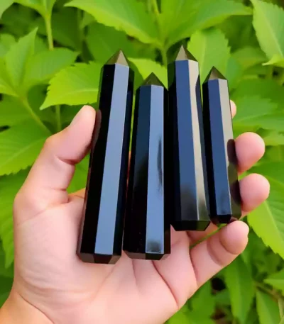 Black Obsidian Tower Obelisk for Energy Cleansing