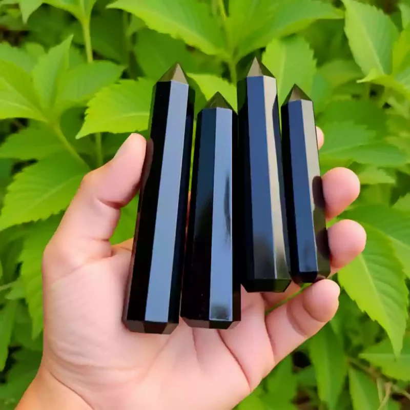 Black Obsidian Tower Obelisk for Energy Cleansing