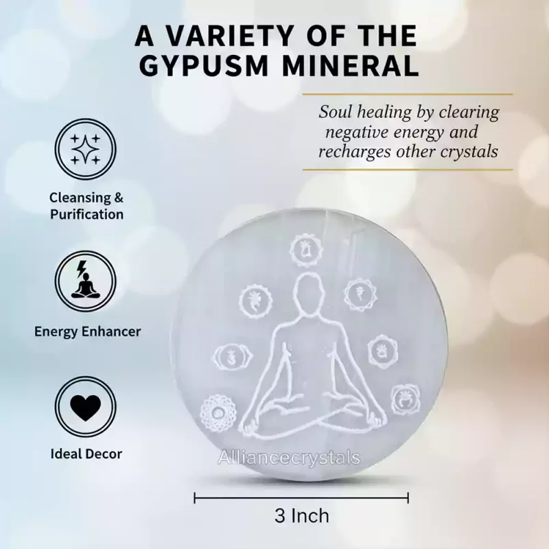 “Buddha Selenite Crystal Charging Plate for cleansing and charging crystals”