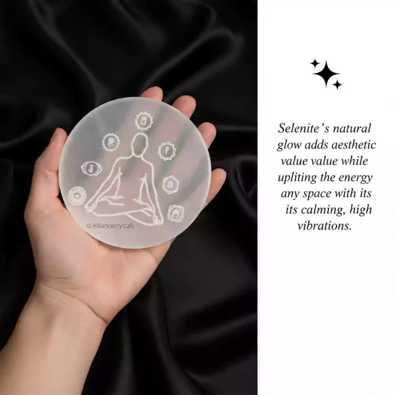 “Buddha Selenite Crystal Charging Plate for cleansing and charging crystals”