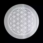 Flower of Life Selenite Crystal Charging Plate