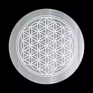 Flower of Life Selenite Crystal Charging Plate