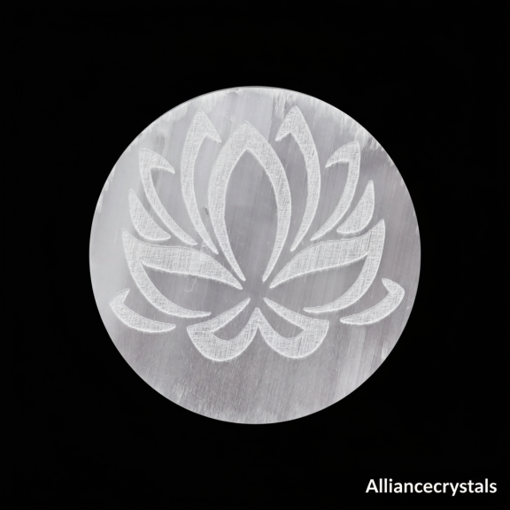 Lotus Flower of Life Selenite Crystal Charging Plate