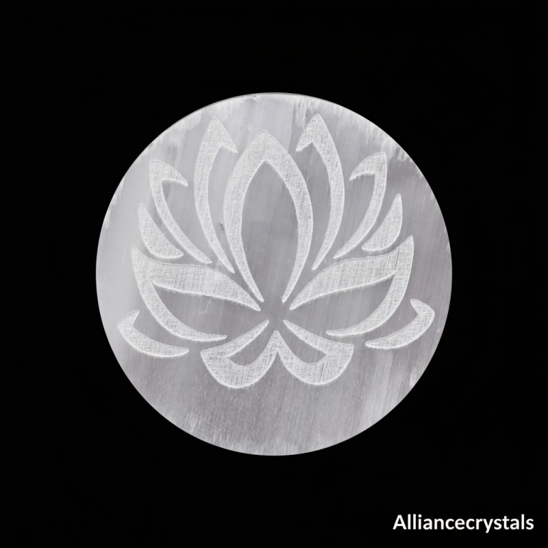 Lotus Flower of Life Selenite Crystal Charging Plate