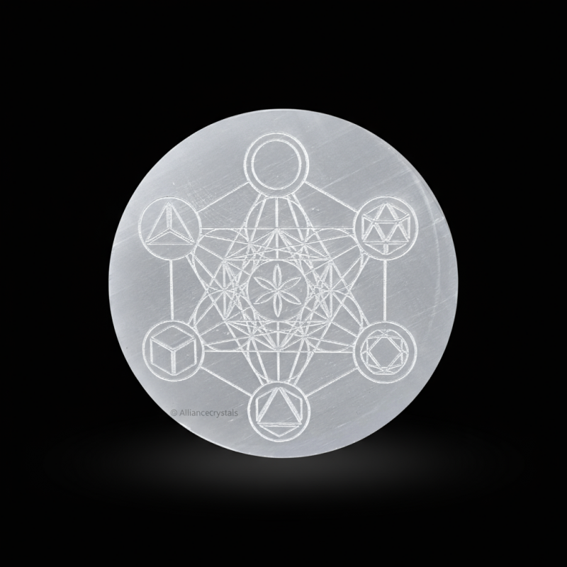 Metatron (Platonic Solid) Selenite Crystal Charging Plate for crystals