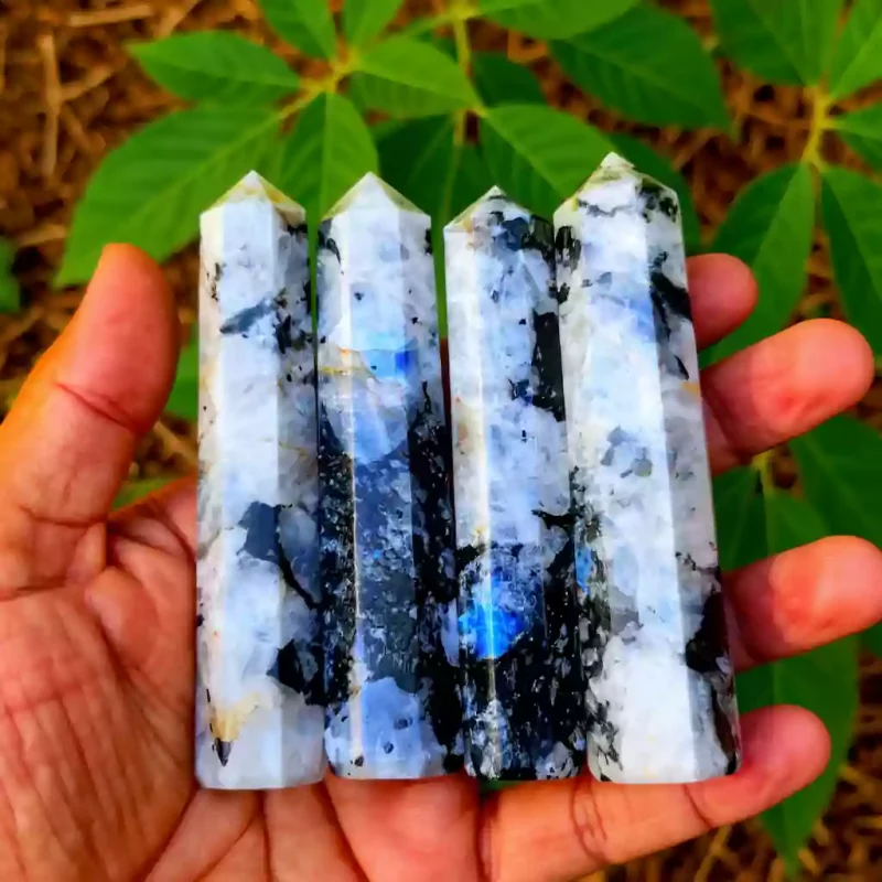 Rainbow Moonstone Tower Obelisk Healing Crystal