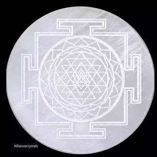 Sri Yantra Selenite Crystal Charging Plate