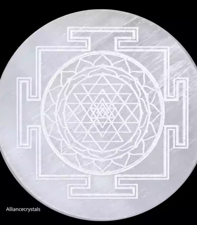 Sri Yantra Selenite Crystal Charging Plate