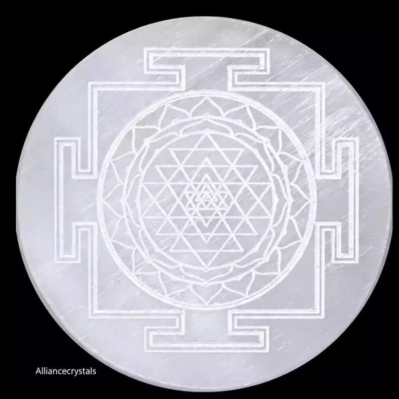 Sri Yantra Selenite Crystal Charging Plate