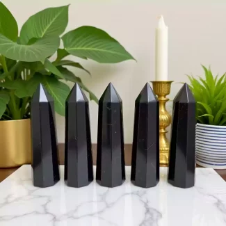 Shungite Tower Obelisk for EMF Protection, Healing, and Grounding