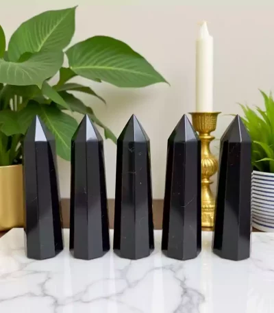 Shungite Tower Obelisk for EMF Protection, Healing, and Grounding