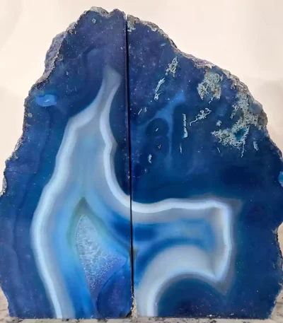 Blue Agate Bookends