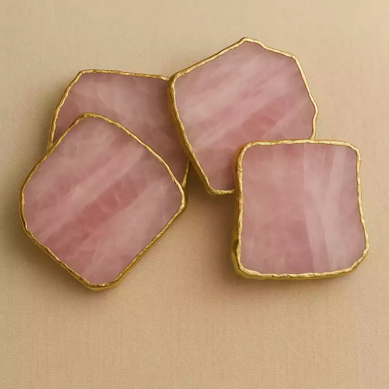 Natural Rose Quartz Coaster