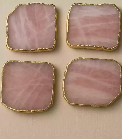 Natural Rose Quartz Coaster