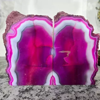 Pink Agate Bookends