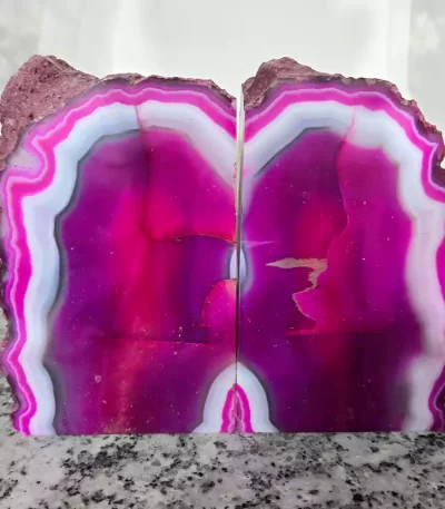 Pink Agate Bookends