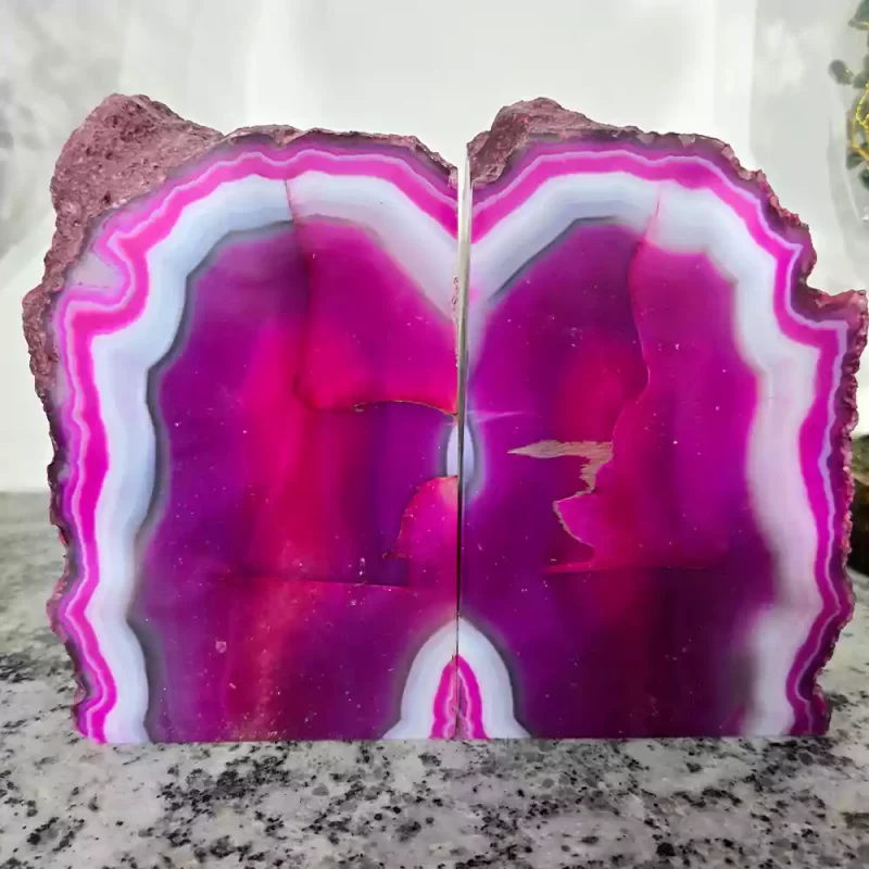 Pink Agate Bookends