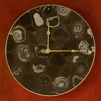 Black Agate Large Wall Clock - Luxury Natural Stone Wall Decor