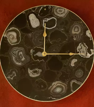 Black Agate Large Wall Clock - Luxury Natural Stone Wall Decor