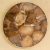 Large Brown Agate Wall Clock - Luxury Natural Stone Wall Decor